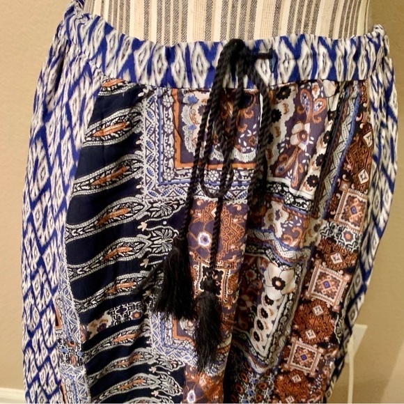 NWT Hem & Thread Skirt Poncho Combo Large Patchwork Boho Rayon Floral Geometric - Picture 3 of 15